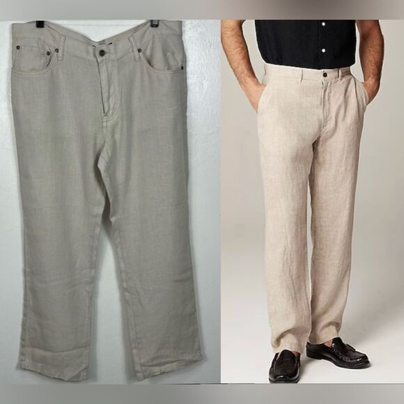 John Varvatos Classic Straight Light Gray Pants With Pockets Size 34 - Picture 1 of 11
